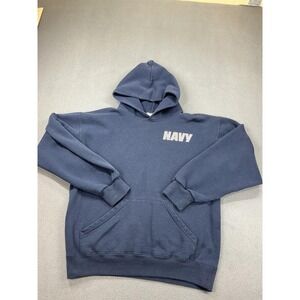 US Navy Soffe Hoodie Mens Medium Blue Pullover Fleece Sweatshirt Made USA